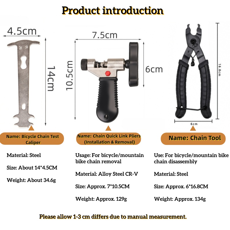 Bike Chain Tool Set CR-V Alloy Steel Missing Link Removal Plier Repair ...
