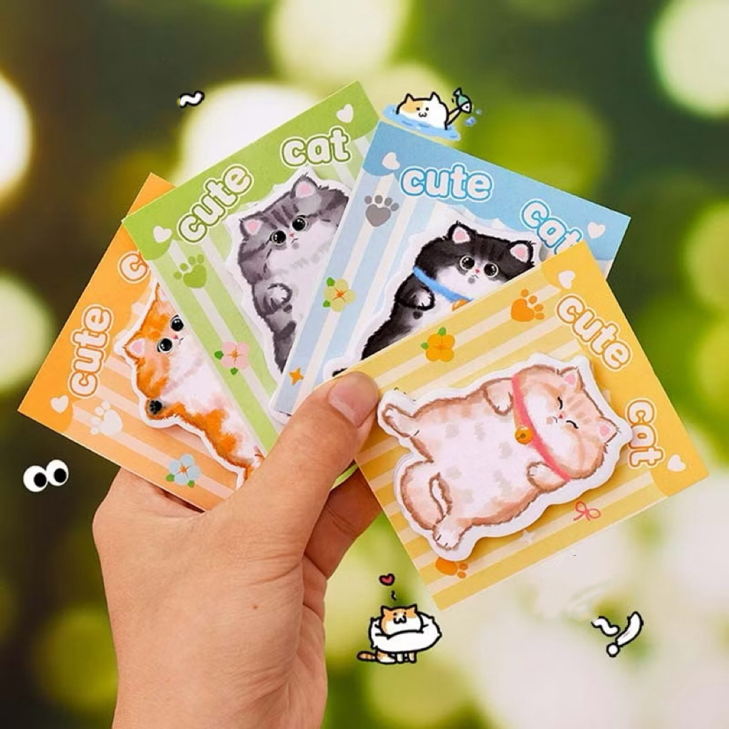 4 pcs Cute Cat Sticky Notes, Irregular Shaped Sticky Notes | Shopee ...
