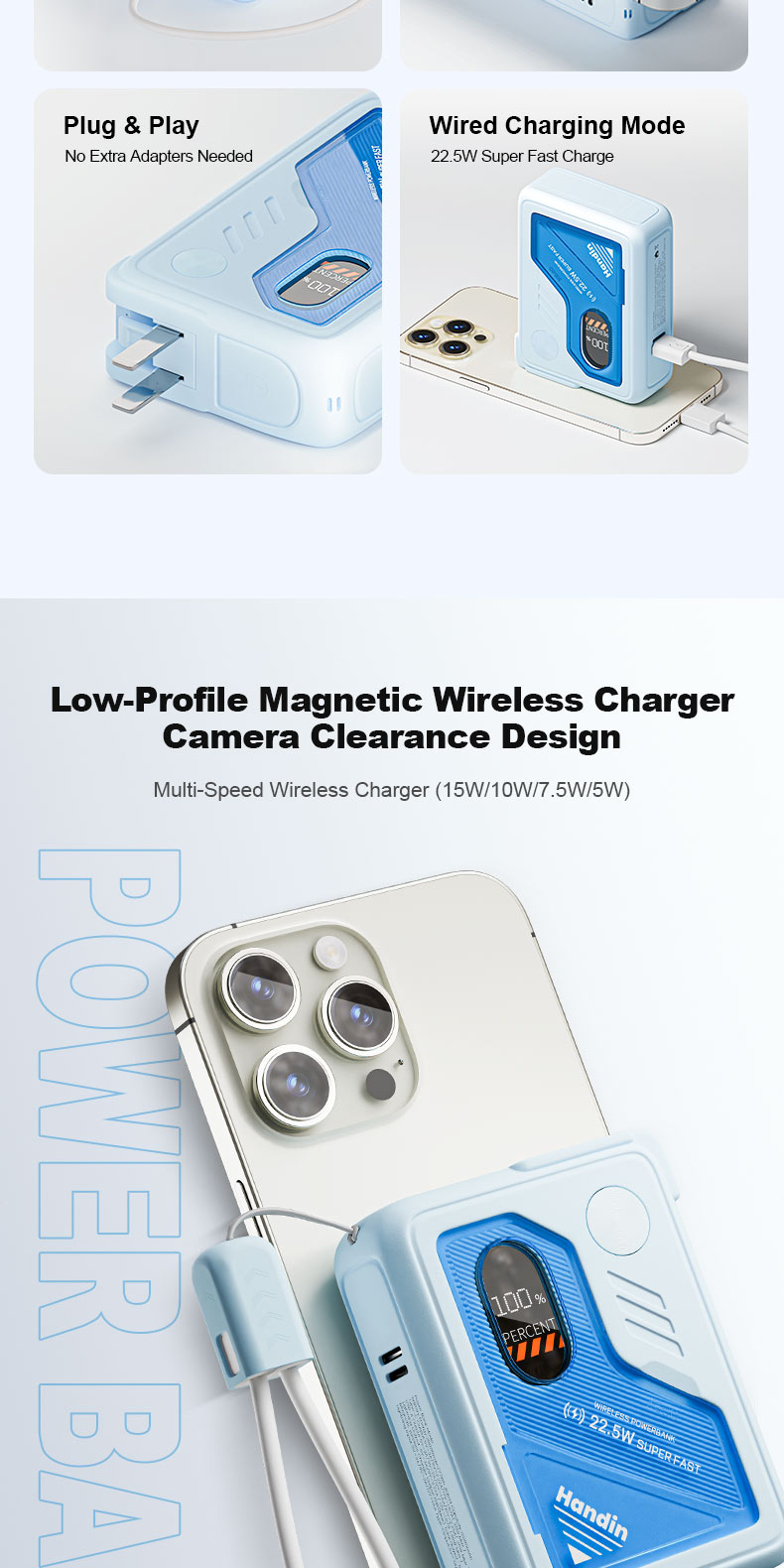 Handin Original 20000mAh Magnetic Powerbank Fast Charging Wireless With ...