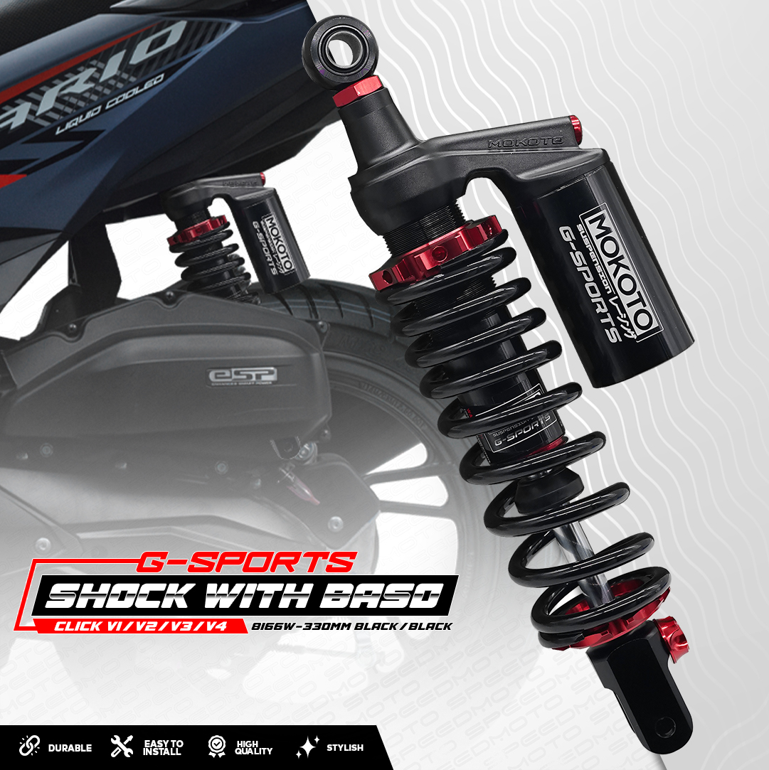 MOKOTO HONDA CLICK V1 V2 V3 REAR SHOCK ABSORBER WITH BASO 330MM GOLD ...