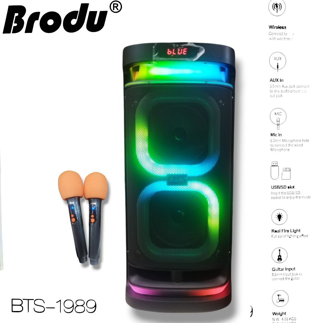 BRODU BTS-1989 dual 6.5 inches Free Dual Digital Rechargeable Wireless ...