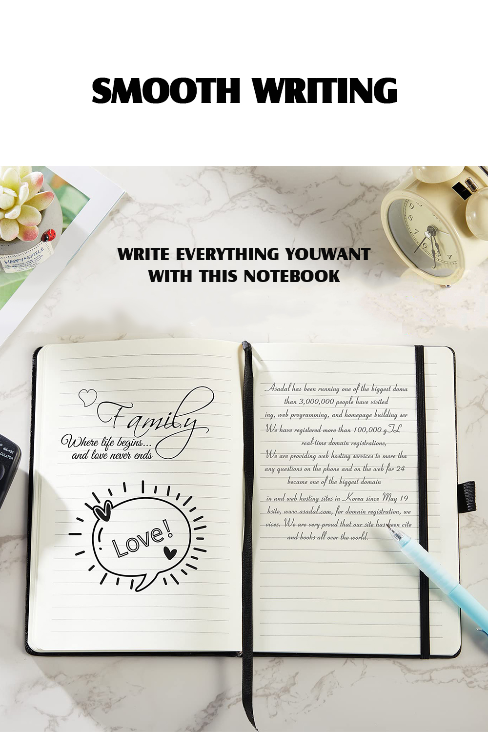 A5 Hardbound Notebook Journal Elastic Closure High Quality School Diary ...