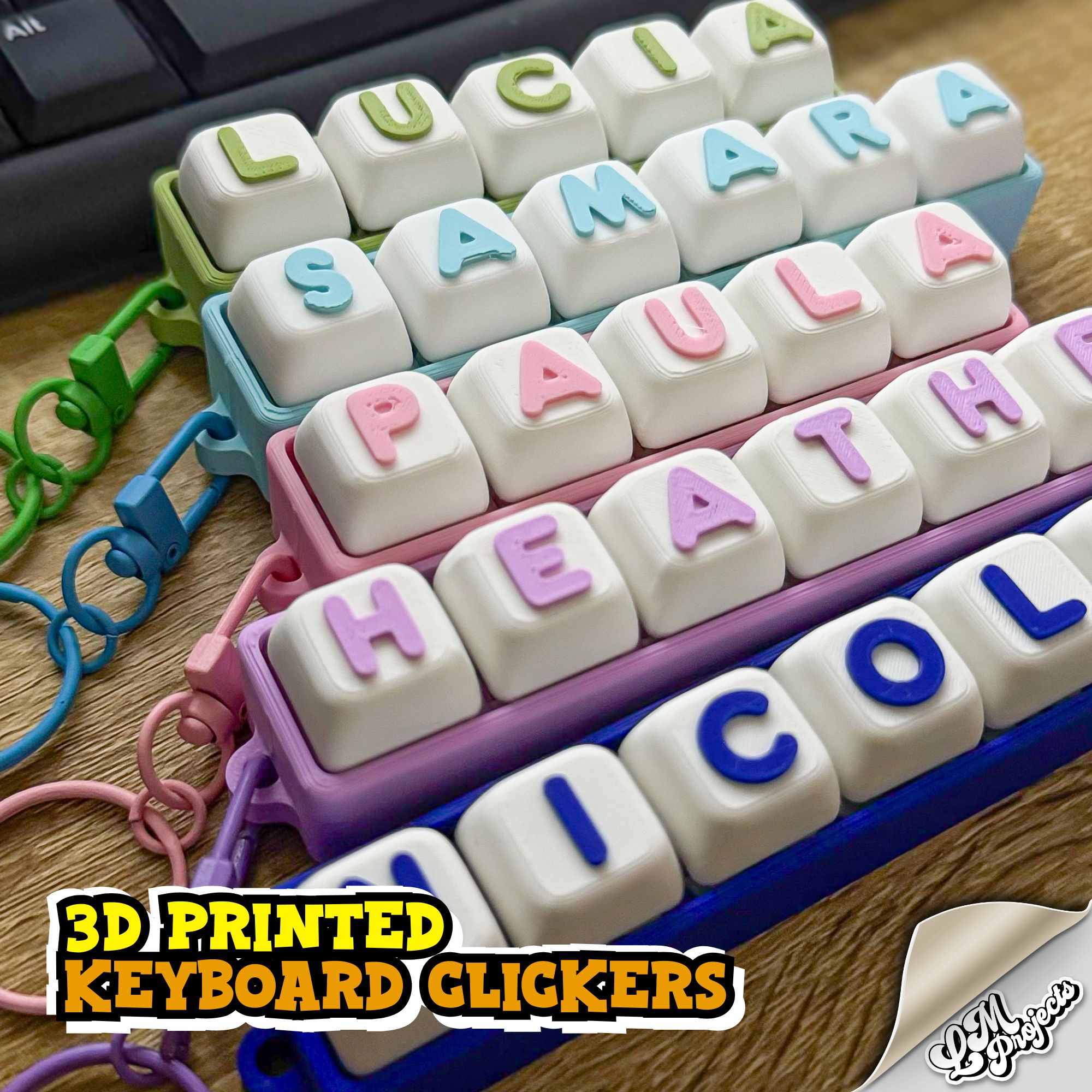 LM Projects 3D-Printed Keyboard Fidget Clicker Keychain Toy ...