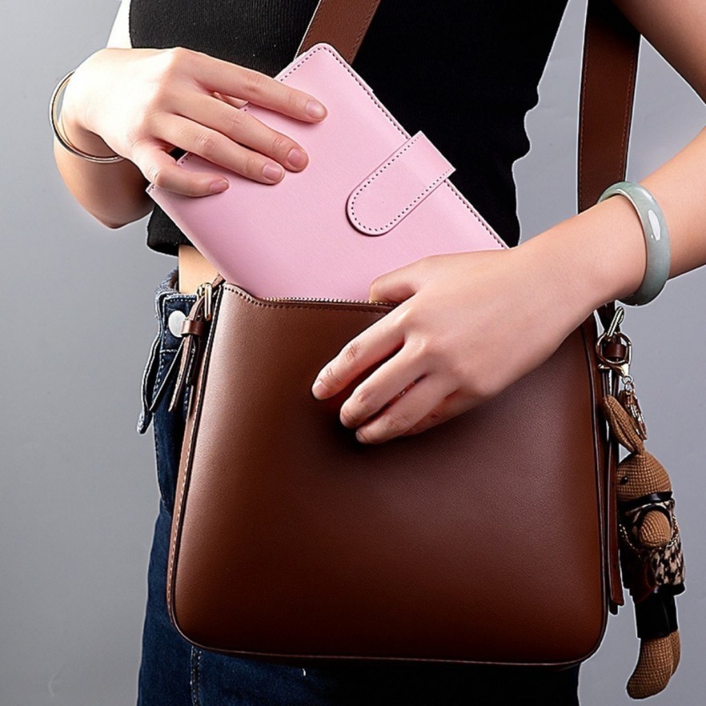 A5 Binder with Zipper Envelope PU Leather 6Holes Binder File Organizer ...