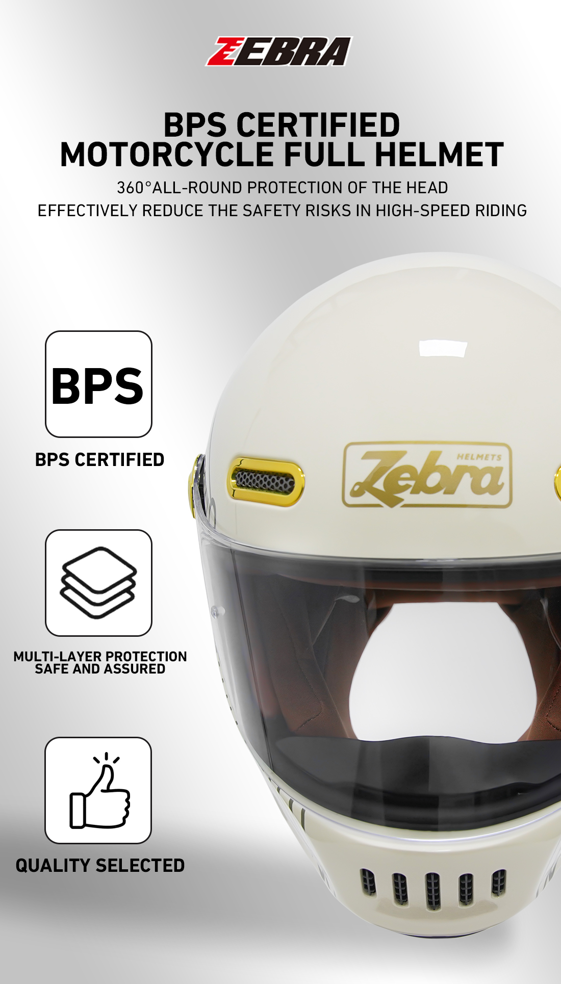 ZEBRA classic HELMET 577 Vertuoso Full Face Motorcycle Helmet full face ...