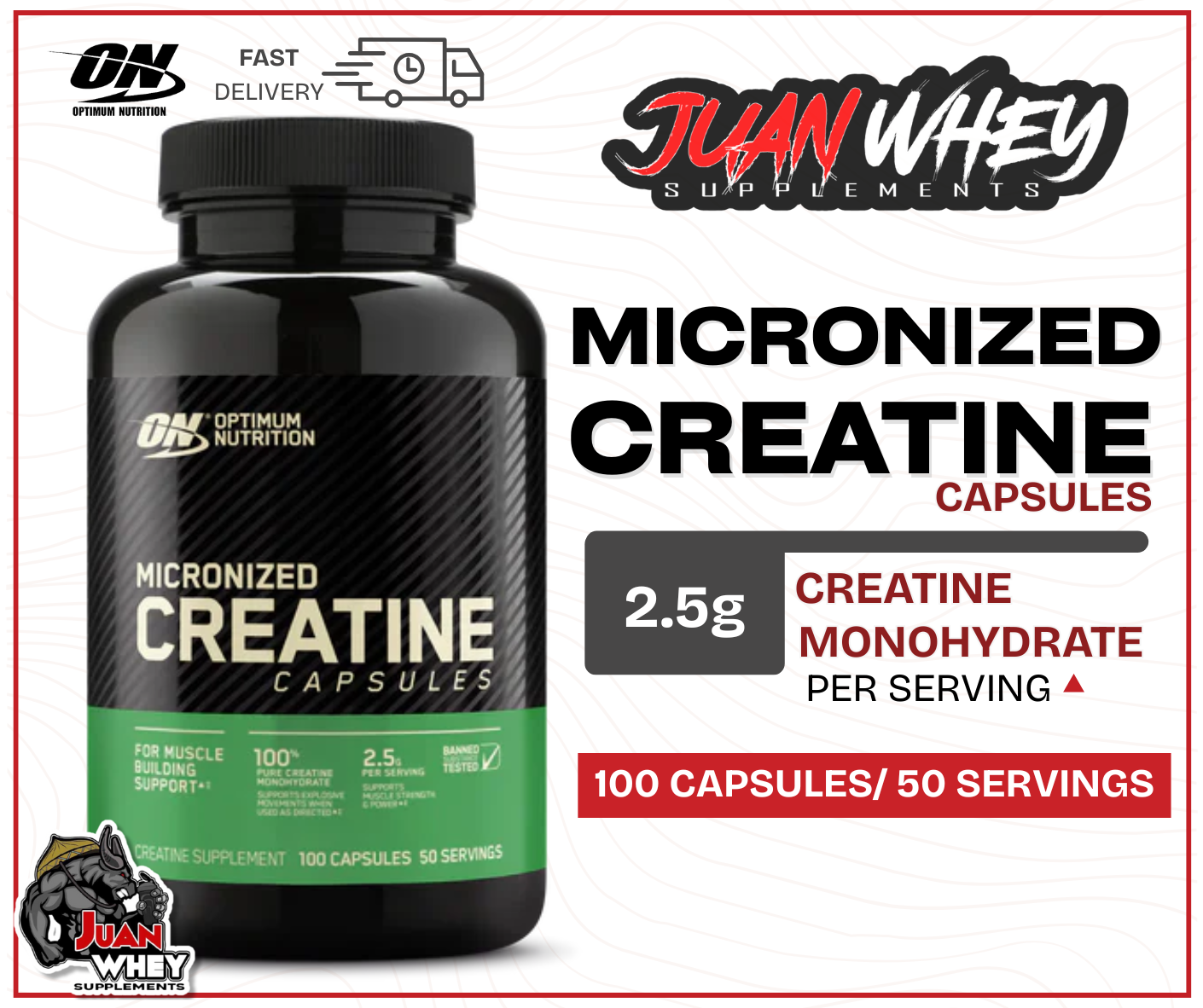 ON CREATINE CAPSULES (100 I 200 | 300 CAPS) SEALED BOTTLE | Shopee ...