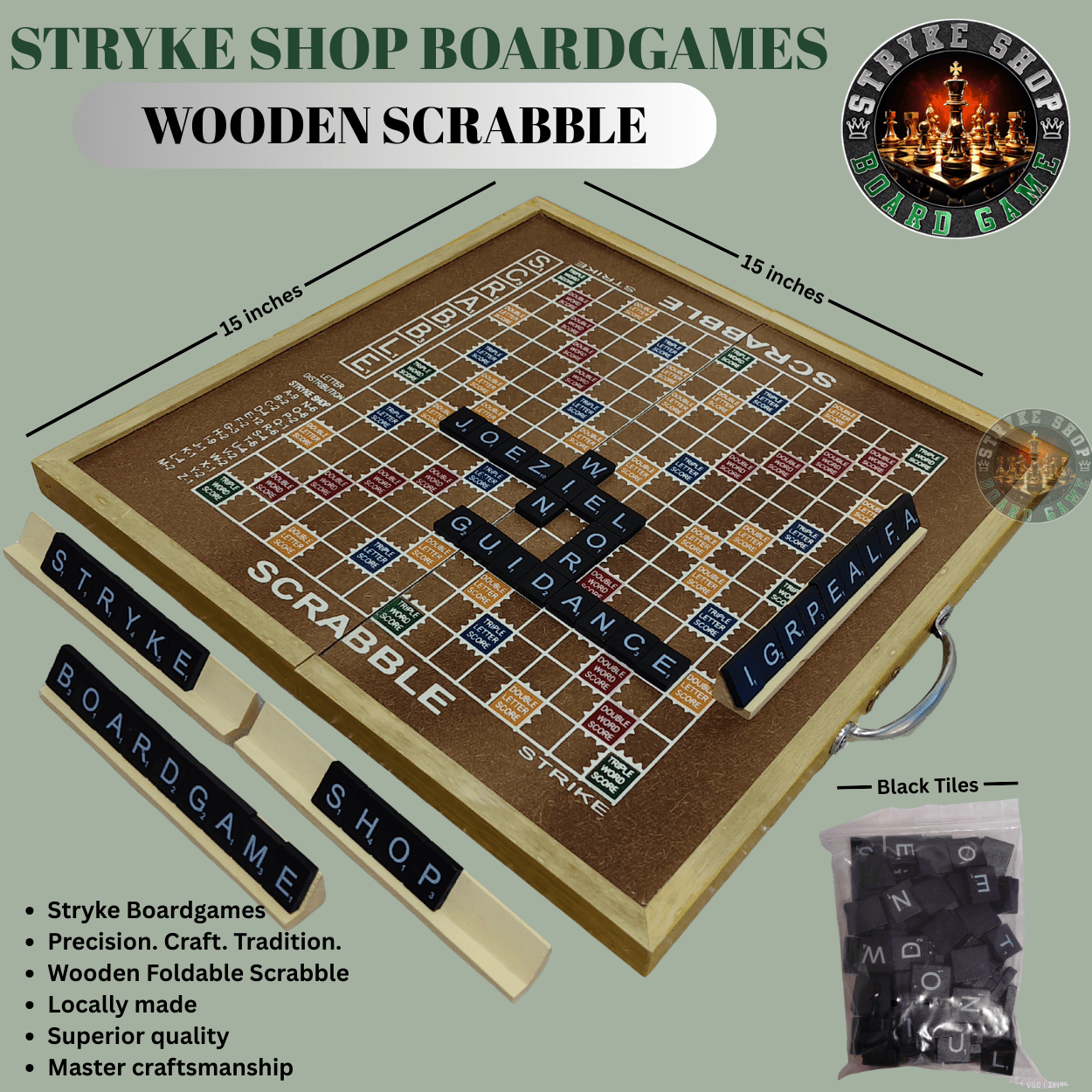 Scrabble Wooden Foldable Board Gamed – Premium Tiles & Free Storage ...