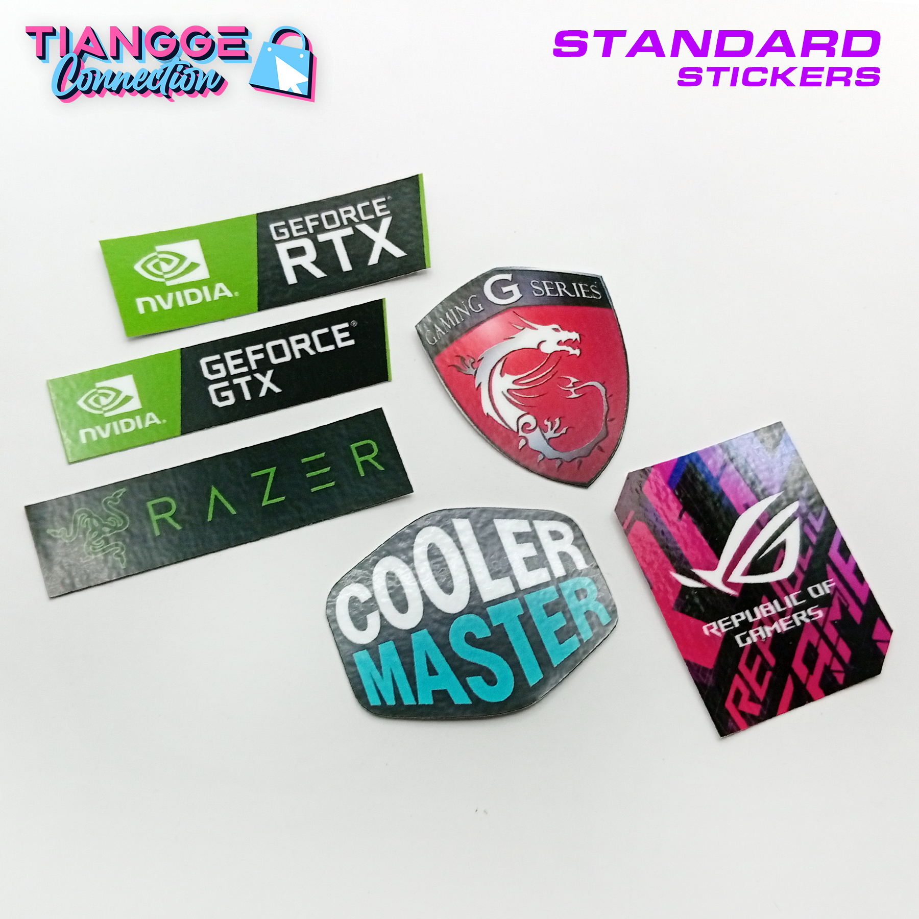 PC STICKER nvidia rtx geforce gtx msi razer cooler master g series rog ...