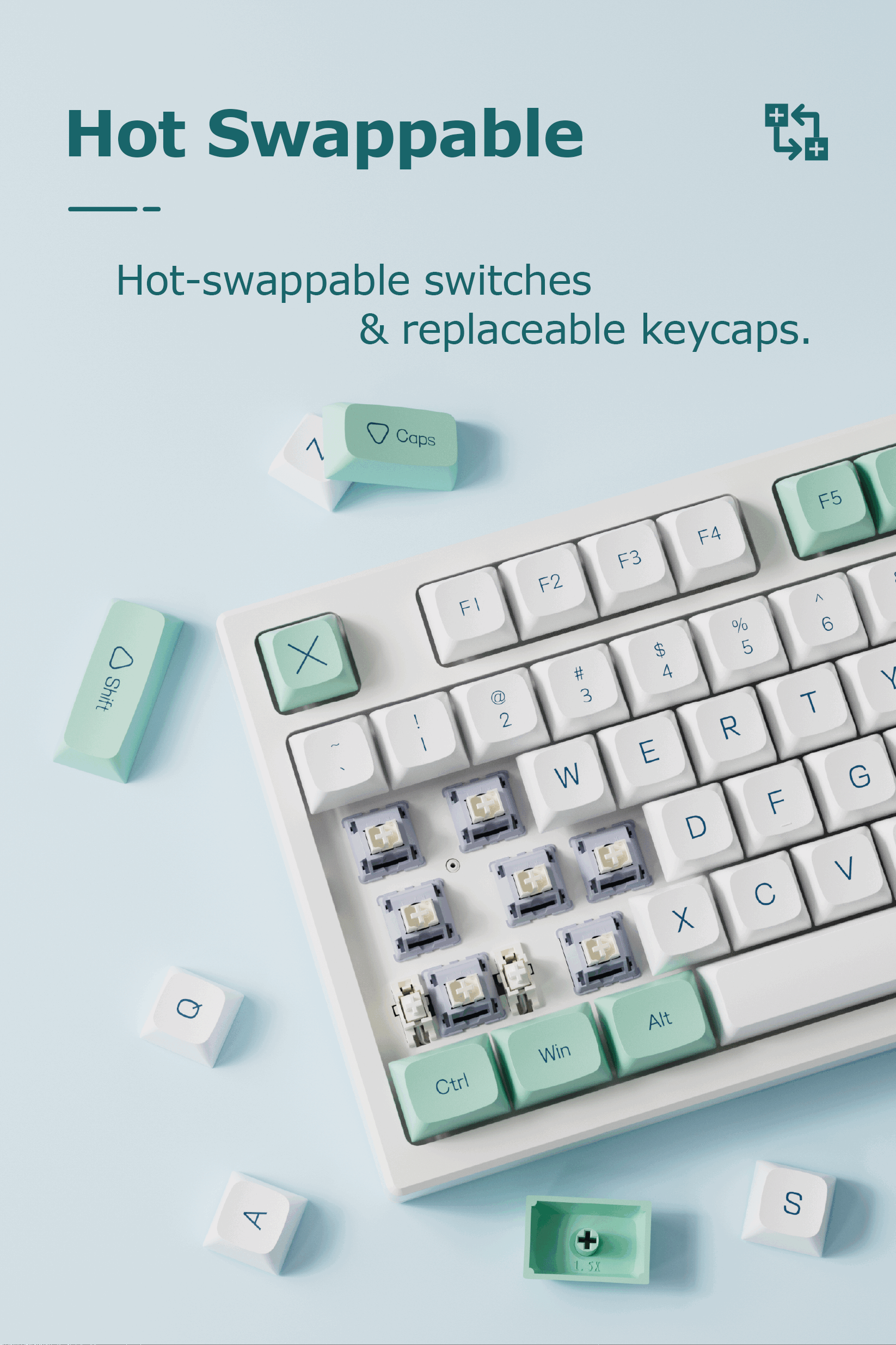 Mechanical Gaming Keyboard RGB Wireless Tri-Mode Hot Swap 75% 5000mAh ...