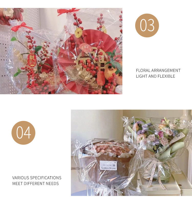30Pcs Jumbo Clear OPP Dust Bag Bouquet Wrapper 0.04mm Non-Adhesive OPP ...