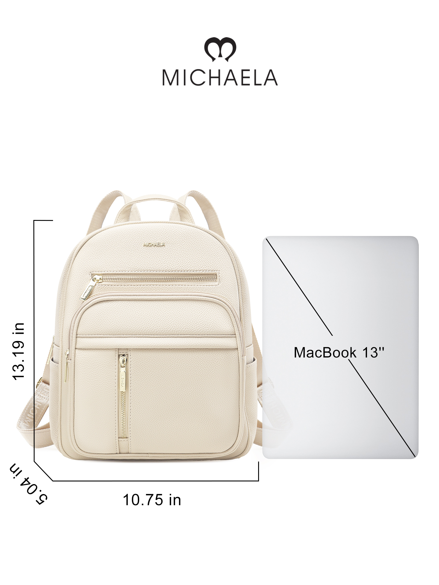 MICHAELA Preppy Pebbled Backpack for Girls Women Spacious for Commute ...