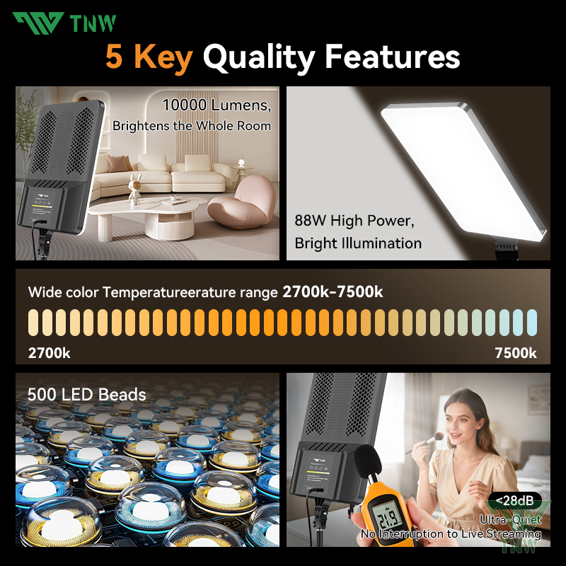 TNW 24Inch LED Video Panel Light Studio Light with Tripod Photography ...
