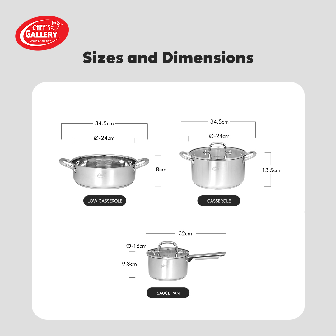 Chef's Gallery Stainless Steel Cookware Set 5pcs CG-SS5PC-F-1 | Shopee ...