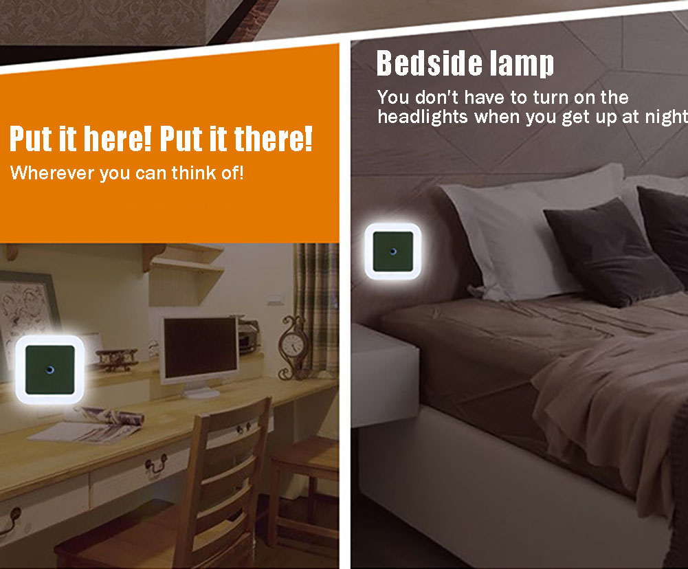 【HOT】LED Smart Sleeping Light Plug-In Night Light Sensor AUTO ON/OFF ...