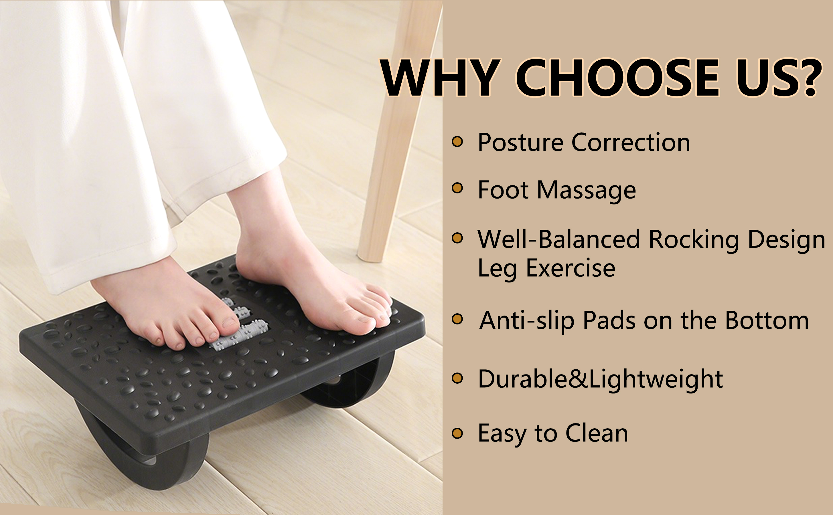 Foot Rest for Under Desk,Rocking Footrest with Roller Massager,Relieve ...