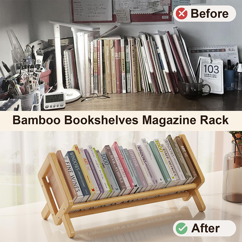 Wooden Desktop Bookshelf Tilting Storage Rack for Office Living Room ...