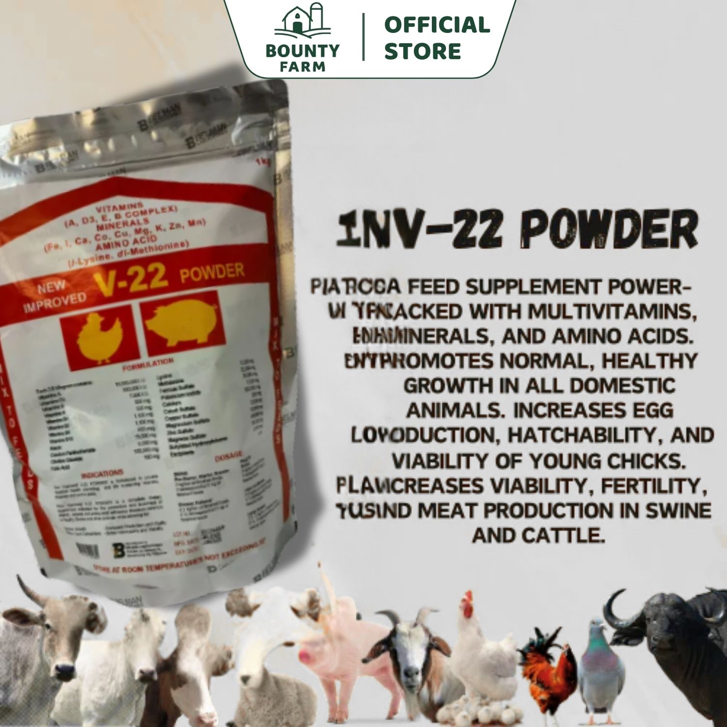 V-22 Powder (1kg) – Premium Nutritional Supplement for Livestock ...