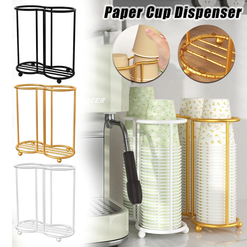 Desktop Paper Cup Storage Rack Metal Double-Grid Disposable Paper Cup ...