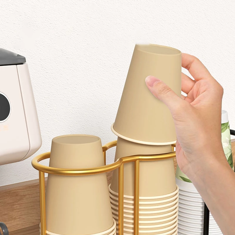 Desktop Paper Cup Storage Rack Metal Double-Grid Disposable Paper Cup ...