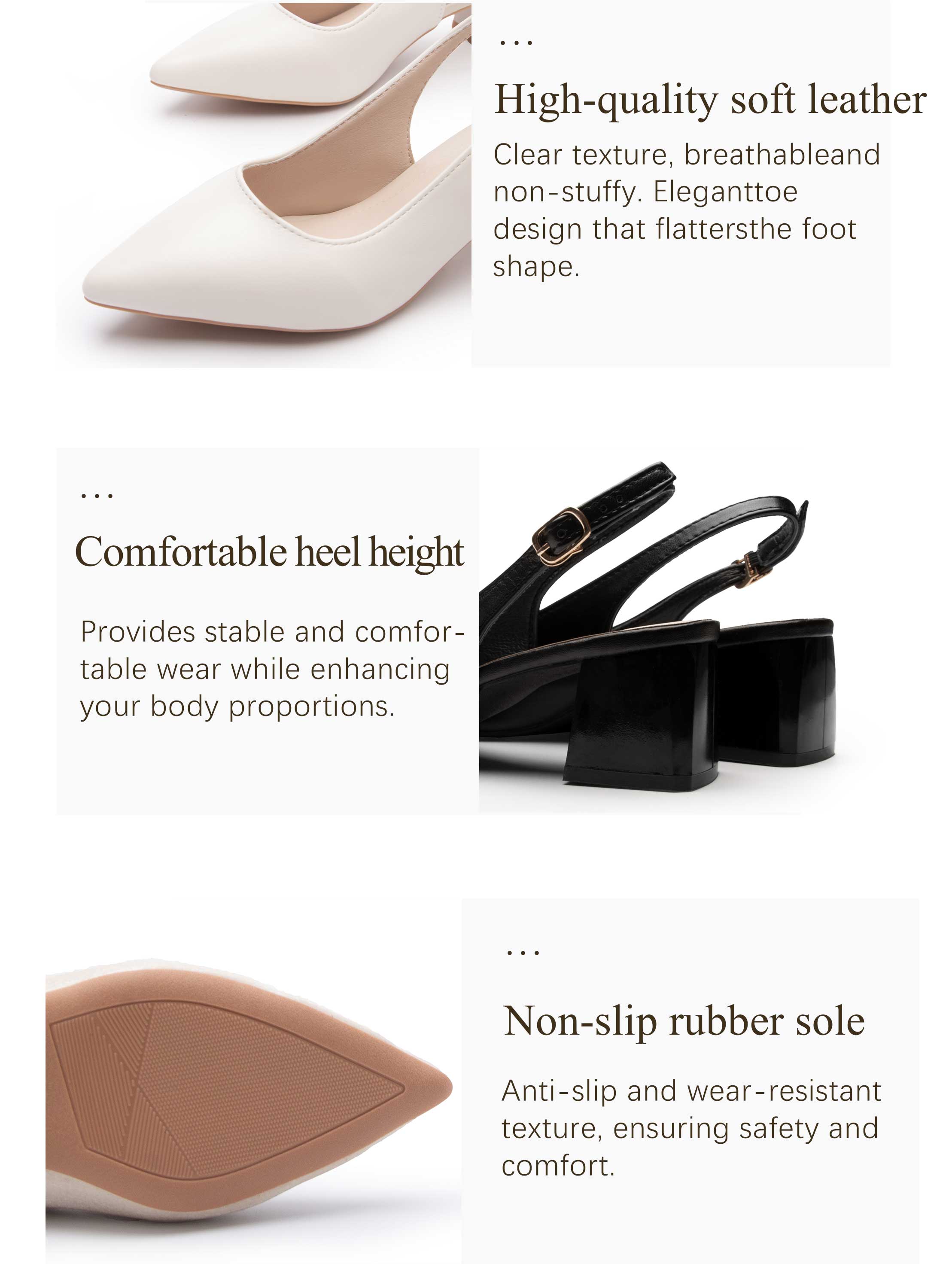 VONICA Black Pointed Toe Sandals for Women with Heels Office Work Pumps ...
