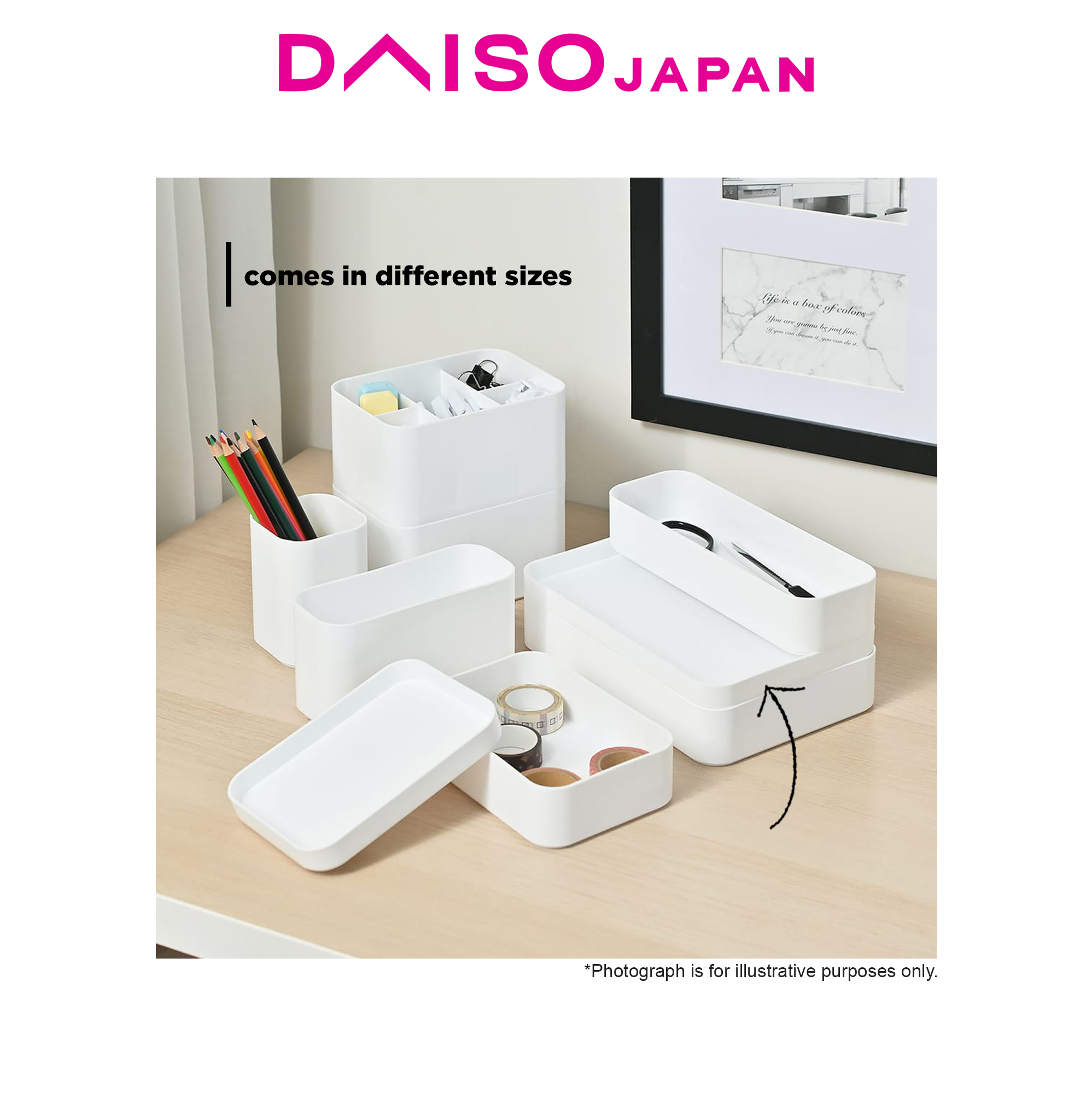 Daiso White Tray Stackable Storage Box (15.2cmx21.5cmx2cm) | Shopee ...