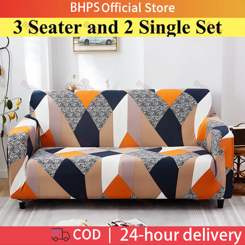 3 in 1 Sofa Cover Set Of 3pcs 2 Single And 1 3 Seater Stretchable Home ...