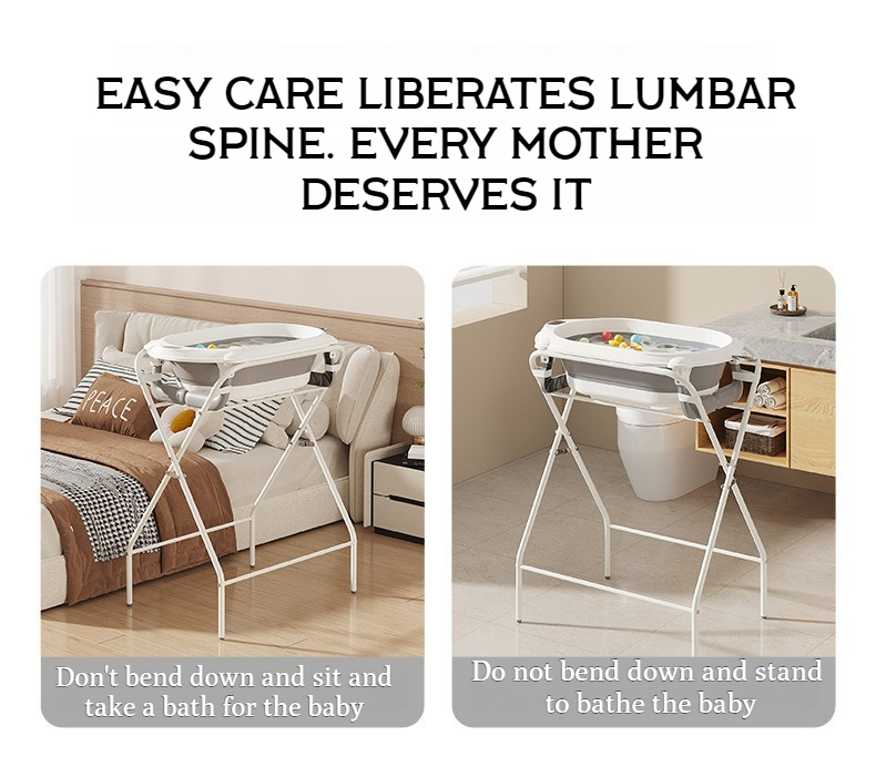 Newborn Baby Bath Tub with Stand Foldable Bath Tub Stand Support Soft ...