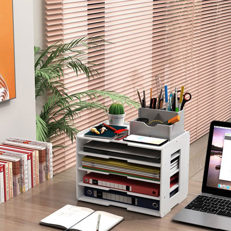 5 Layer Desktop File Holder Storage Box A4 Paper WPC File Rack Book ...