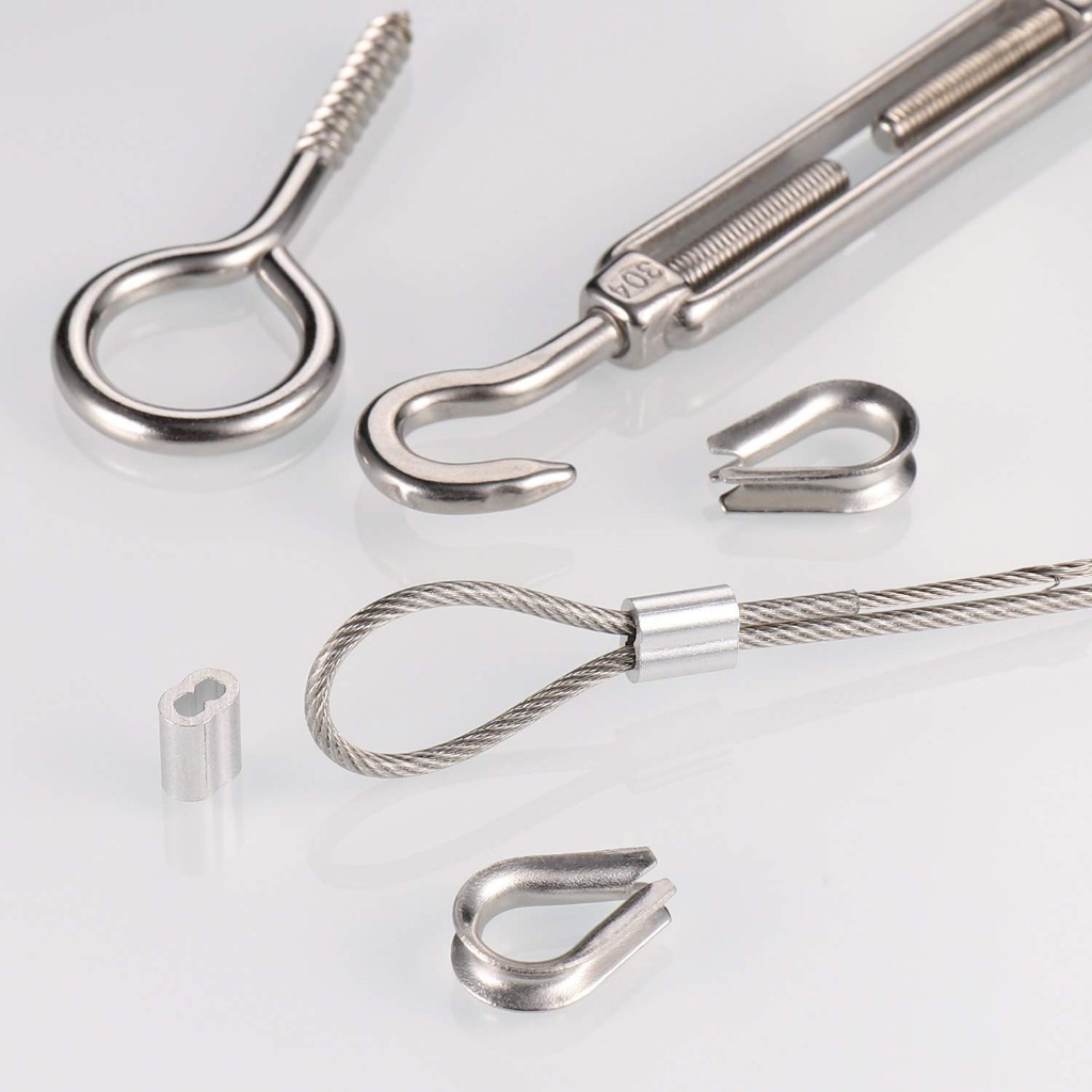 1 Set Wire Rope Cable Hooks Hanging Kit Flexible PVC Coated Stainless ...