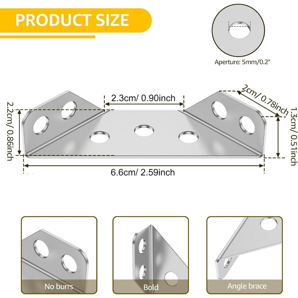 20pcs Set Metal Trapezoid Angle Bracket Stainless Steel Furniture Joint ...