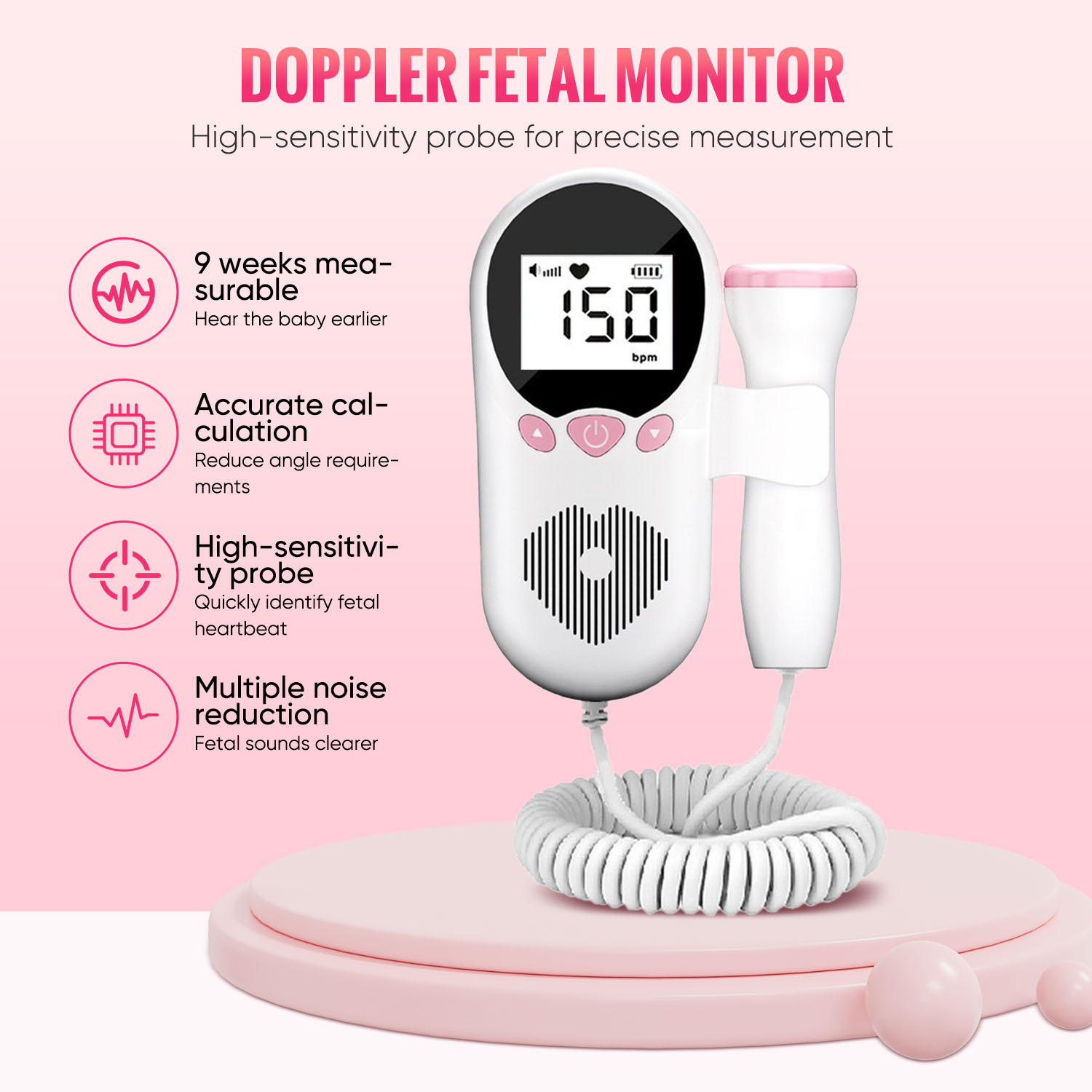 Mci Ultrasound Fetal Doppler Baby Heart Monitor Device Medical LCD ...