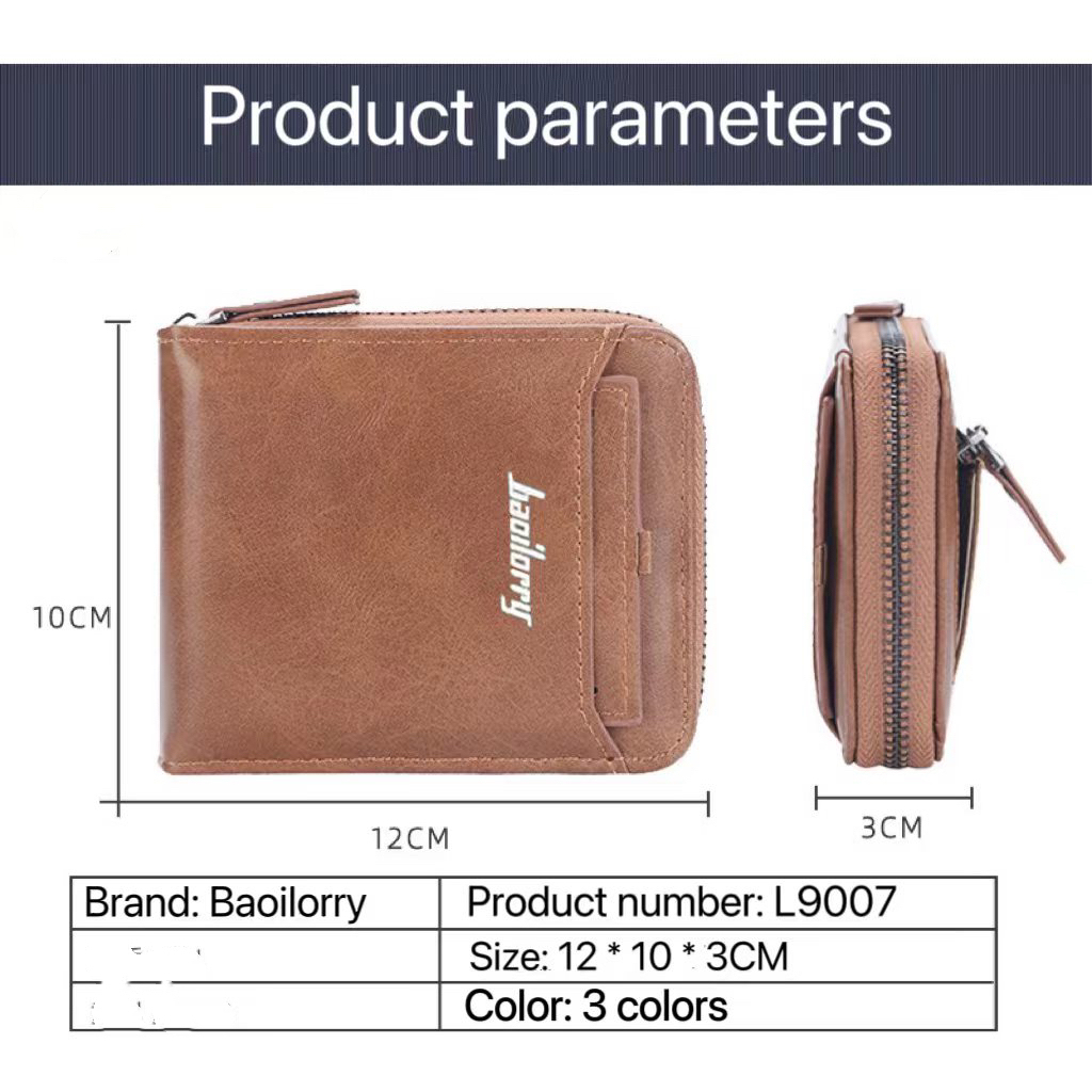HYM SHOP#9007 2in1 Short Men Zipper Wallets PU-leather Card Holder/Coin ...