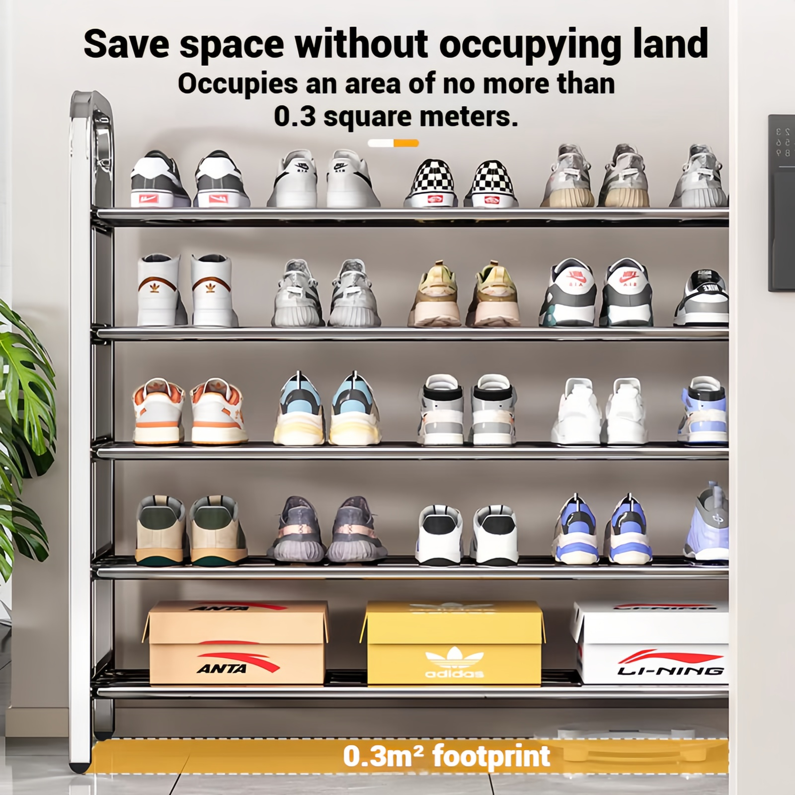 2-6 Layer Stainless Steel Shoe Rack Metal Shoes Rack Easy Assemble Shoe ...