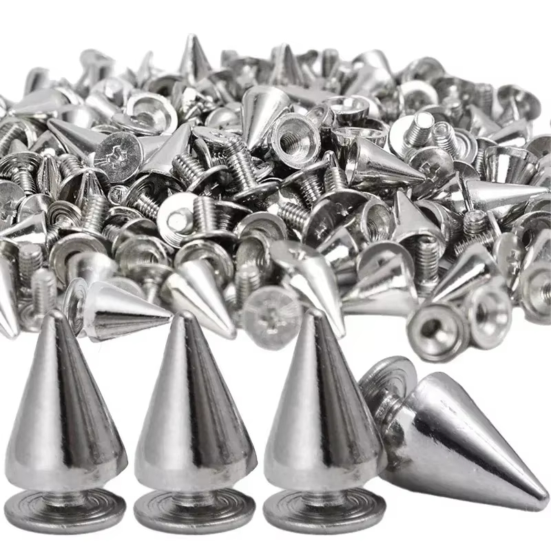 (COD)100pcs 7*10MM Cone Spikes Screwback Studs Rivets for Punk Style ...