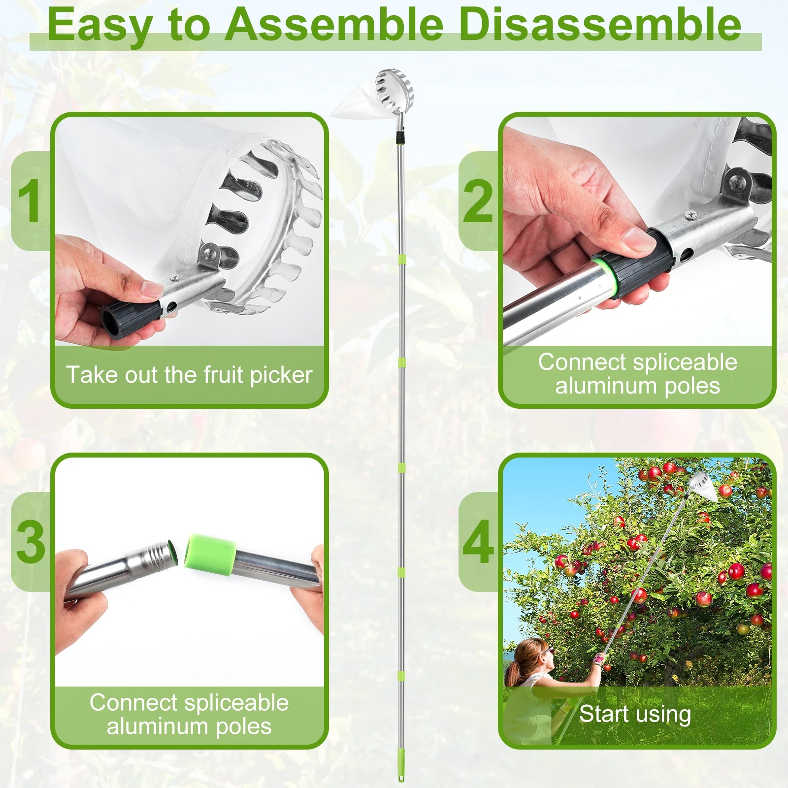Fruit Picker Telescopic Pole Adjustable Long Handle with Scissors Easy ...