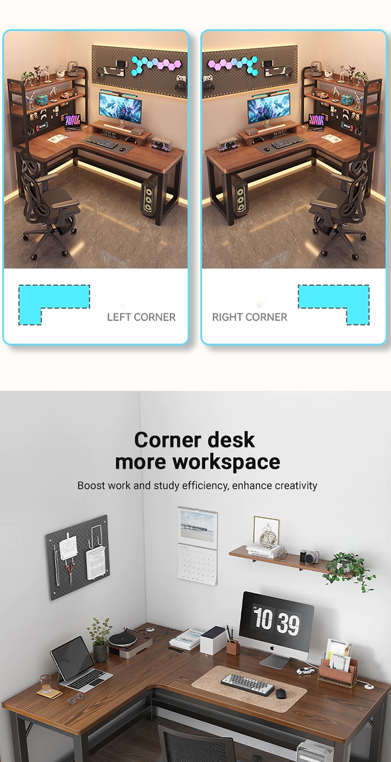 ALVIN Office Desk L-Shaped Corner Table Study Table Computer Game Table ...