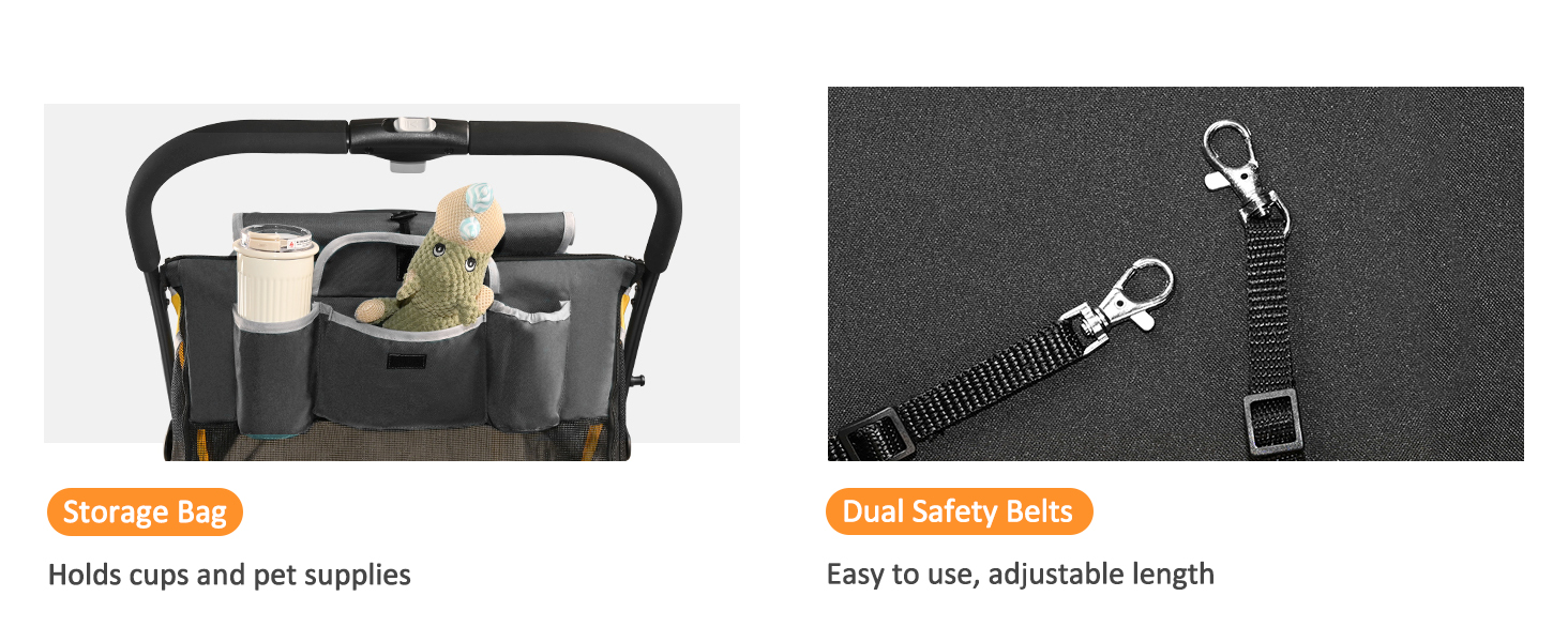 Easy Fold Dual Entry Pet Stroller with One-Foot Brake All Terrain Wagon ...