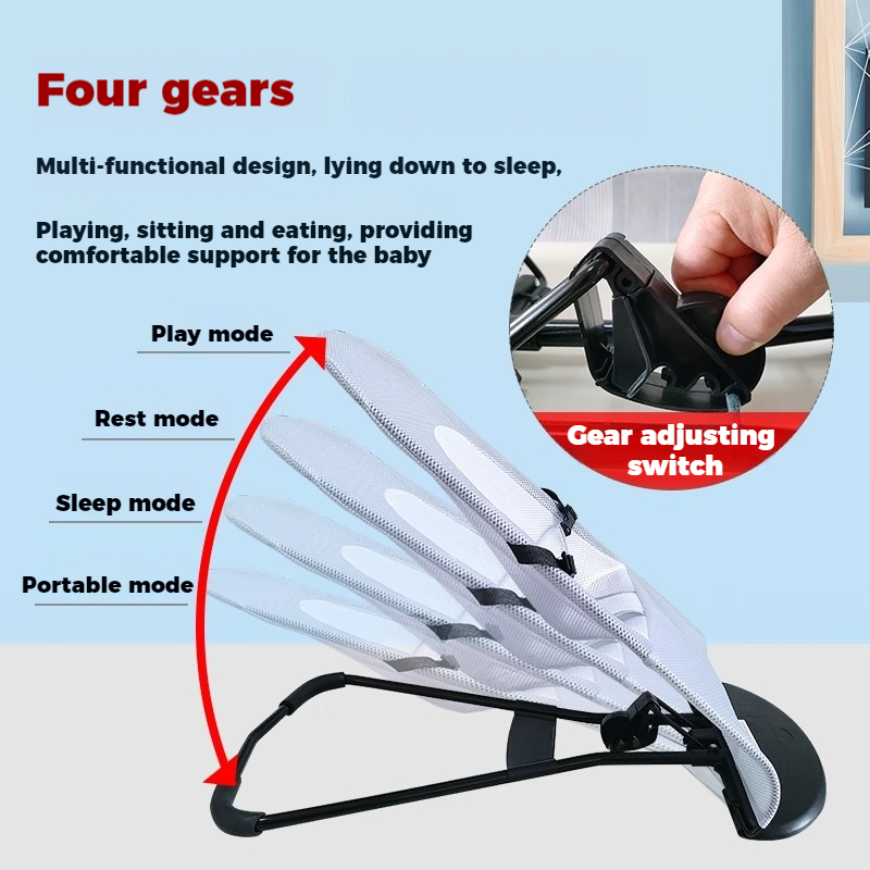 Foldable Baby Rocker Portable Newborn Bouncer with Toys Adjustable ...