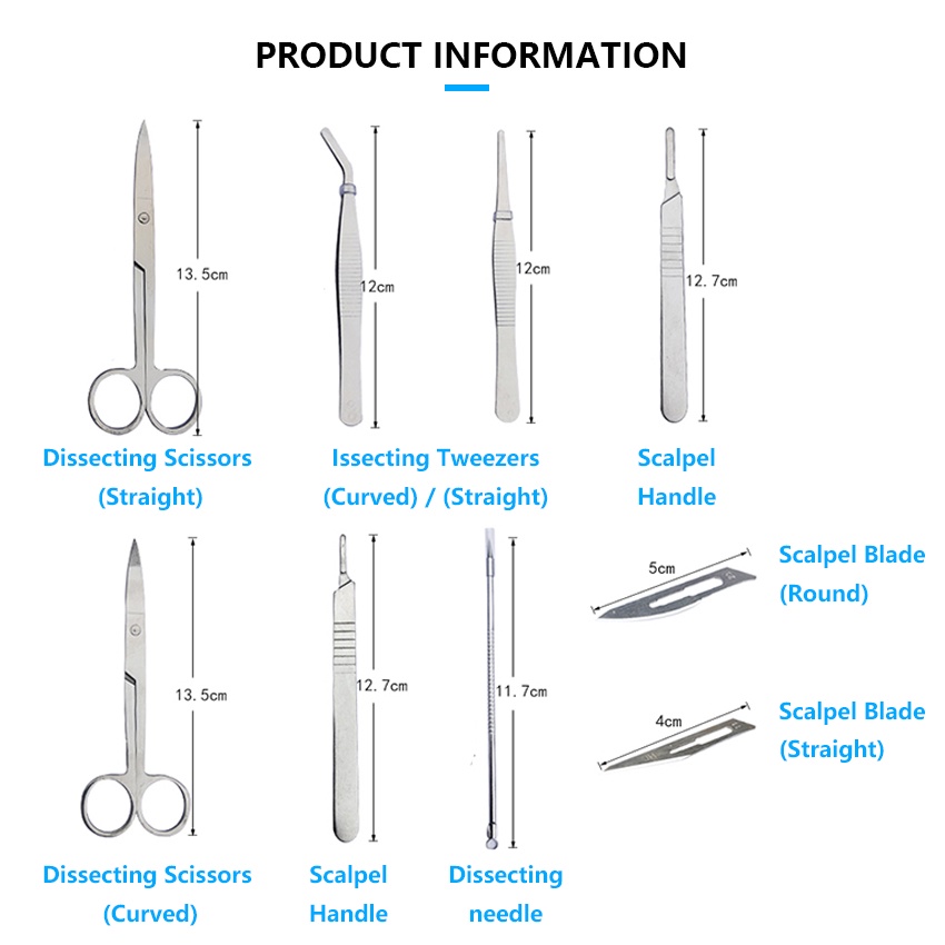 dissecting set 7 pcs Microscope dissecting tool kit Stainless steel for ...