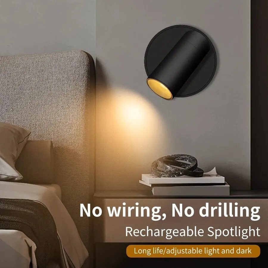 2000mAH Magnetic Base Led Wireless Wall Light USB Rechargeable Wall ...
