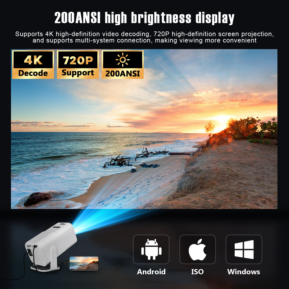 HY500 Smart Projector 4K Mini Projector HD 1080P Portable Projector for ...