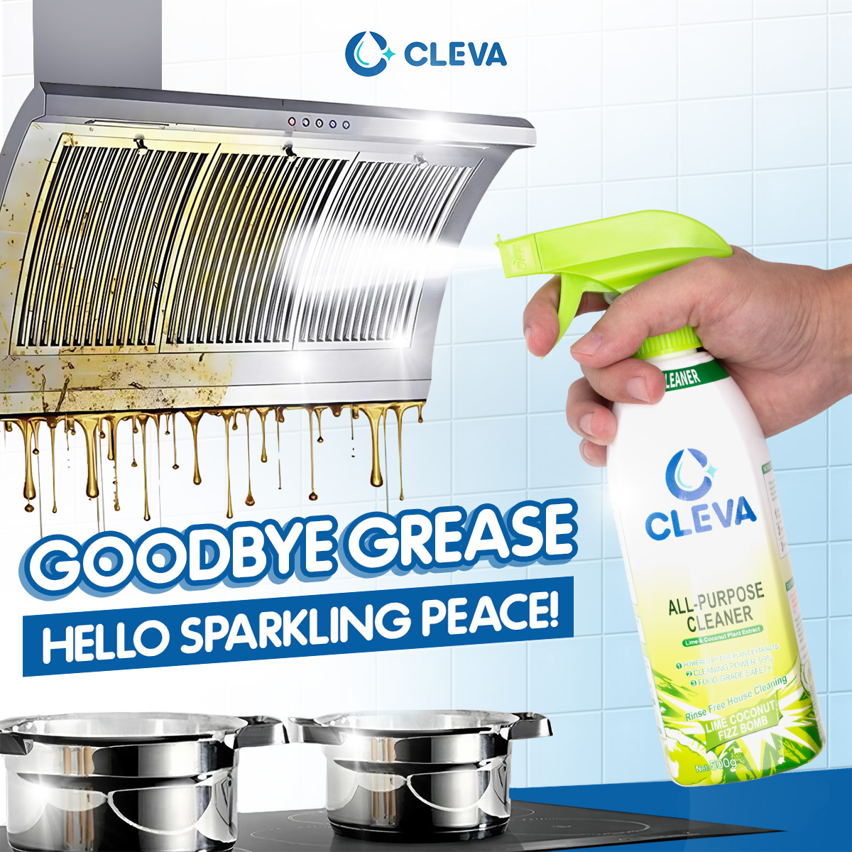 All Purpose Cleaner CLEVA 500ML Oil Stain Cleaner Remover Eliminate ...