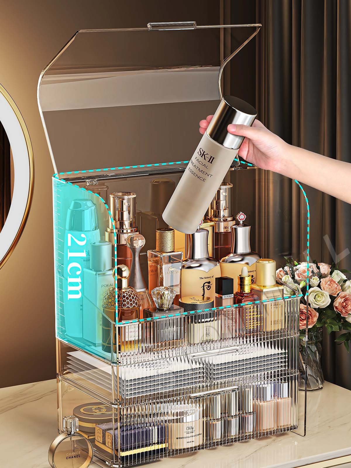 STON Desktop Cosmetics Makeup Storage Box Transparent Acrylic Organizer ...