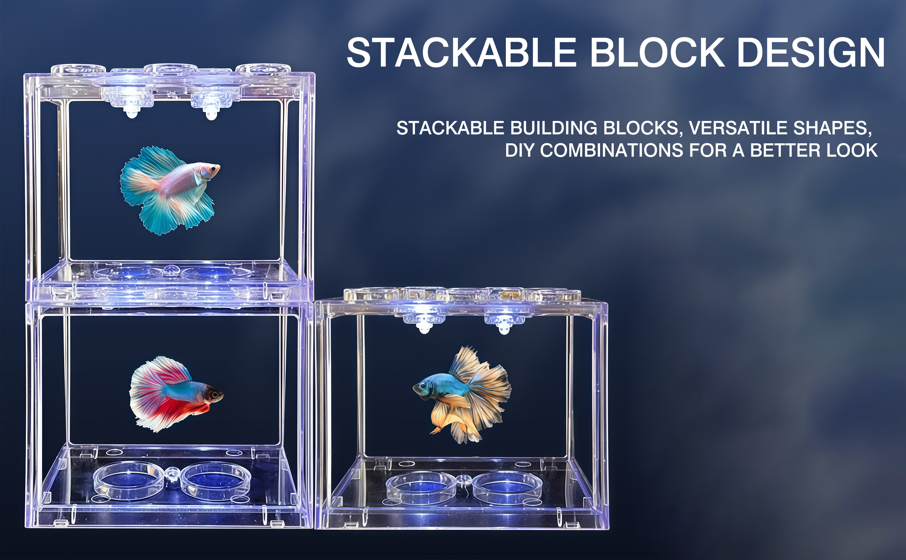 Mini Aquarium Betta fish Fighting Cylinder Building block fish tank ...
