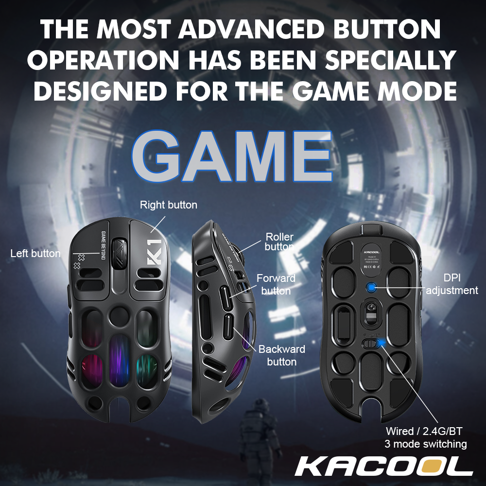 Kacool Gaming Mouse 2.4G HZ Ergonomic Mouse Rechargeable RGB LED Mouse ...