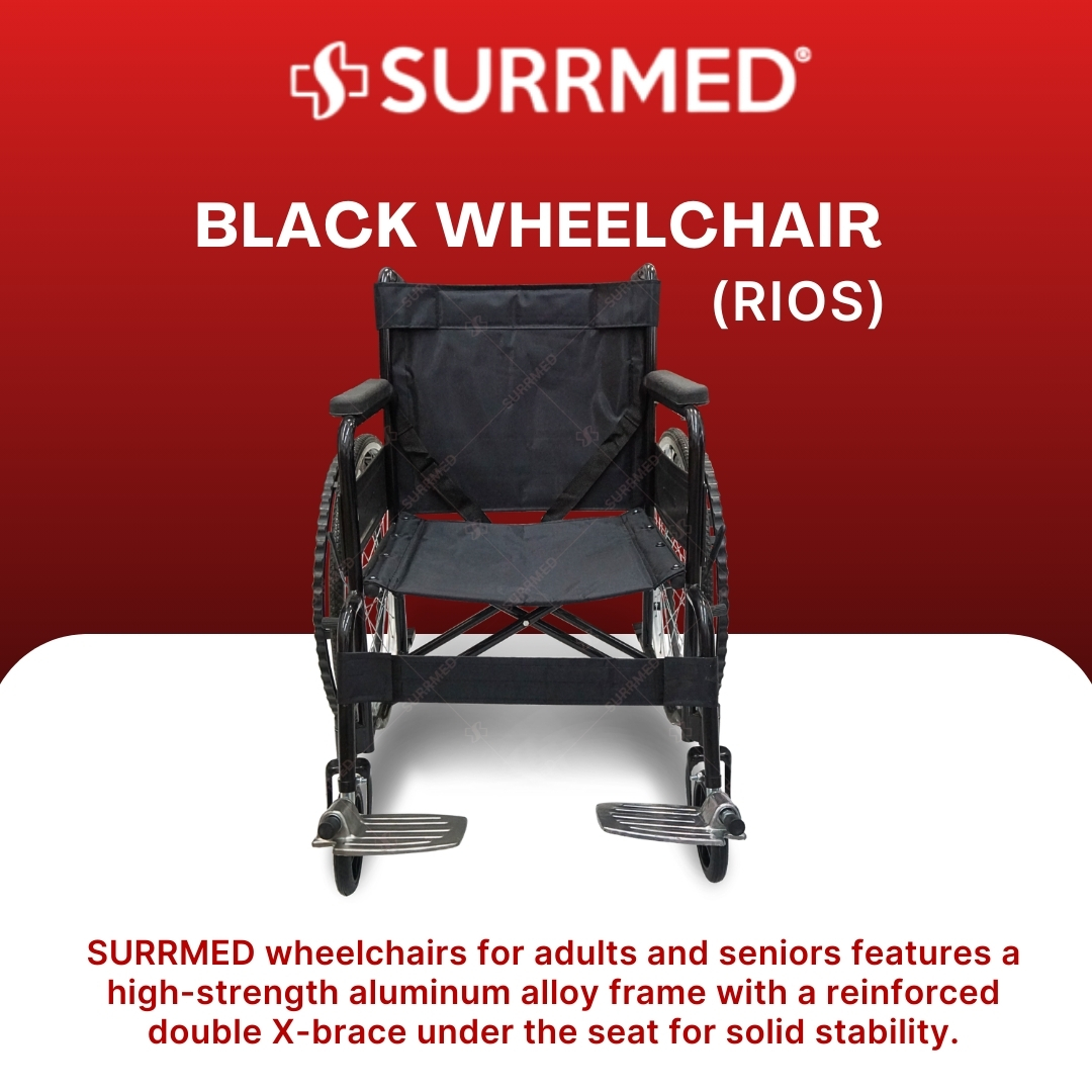 SURRMED Black Wheelchair with Rios | Lightweight, Foldable ...