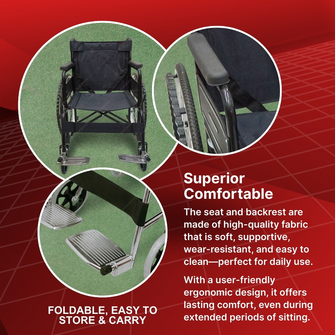 SURRMED Black Wheelchair with Rios | Lightweight, Foldable ...