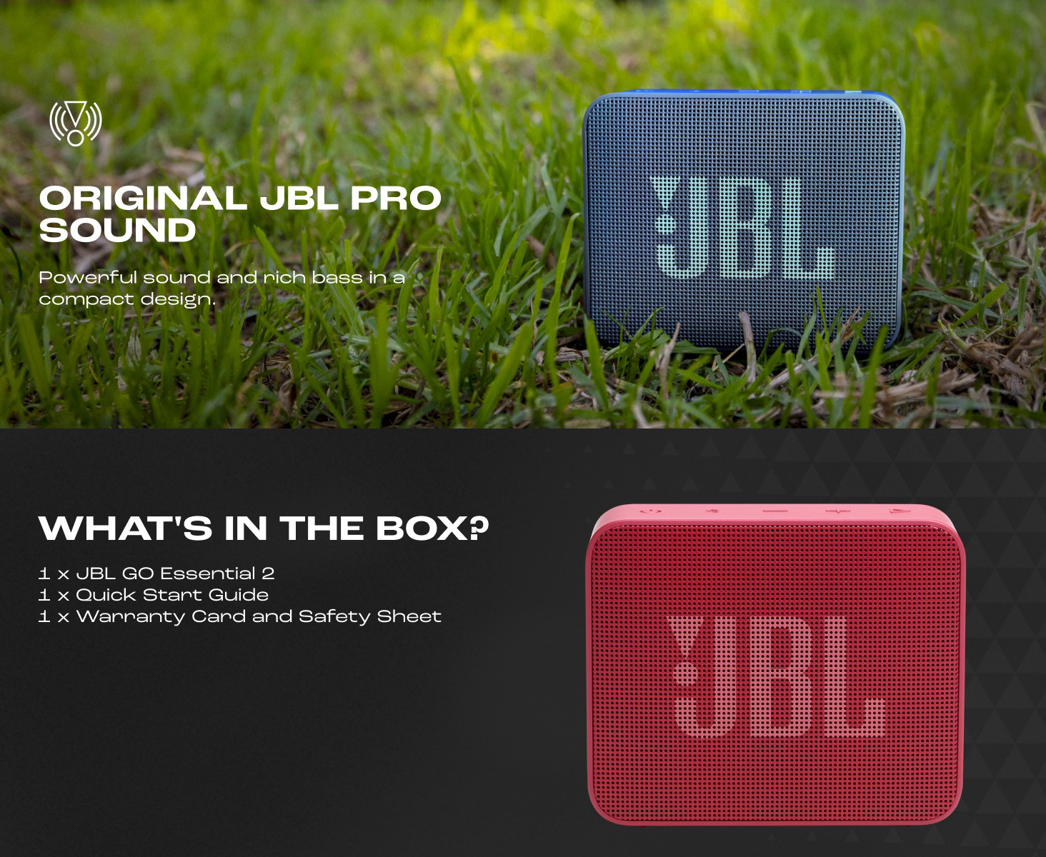 JBL Go Essential 2 Portable Waterproof Speaker, Ultra-Compact Design ...