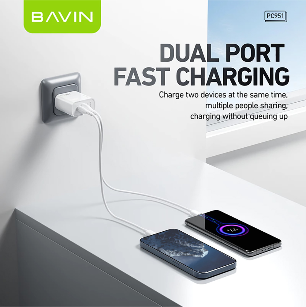 BAVIN PC951 20W PD Fast Wall Charger | Type-C & QC3.0 Dual Port | Fast ...
