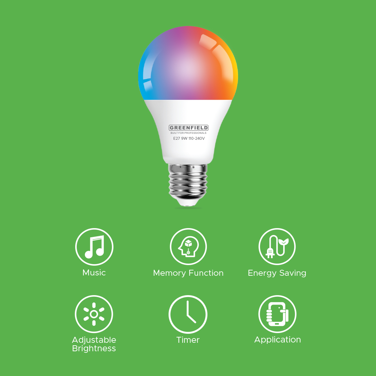 Greenfield Color Changing Smart LED Bulb E27 9W RGB + CCT | Shopee ...